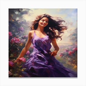 A Beautiful Woman With Long Hair wall art Canvas Print