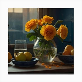 Oranges In A Vase Canvas Print