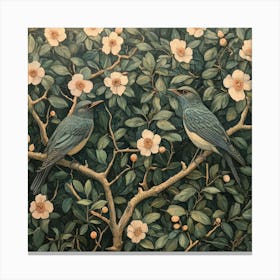 Two Birds In A Tree Art Canvas Print