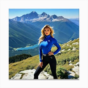 Woman In A Mountain Top Pose Canvas Print