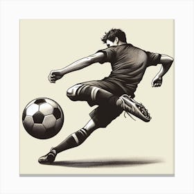 Soccer Player Kicking The Ball Canvas Print