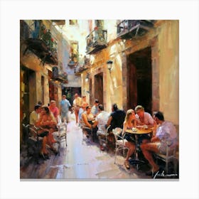 Cafes In Barcelona Canvas Print