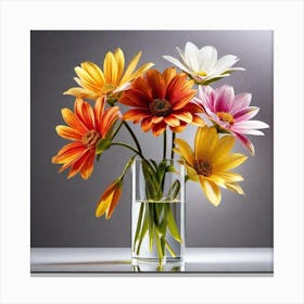 Colorful Flowers In A Vase 1 Canvas Print