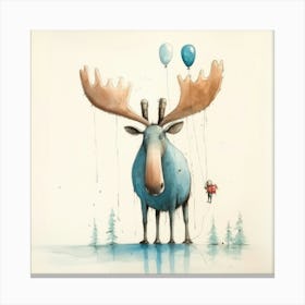 Moose With Balloons 1 Canvas Print