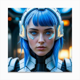 Futuristic Girl With Blue Hair Canvas Print