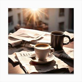 Coffee And Newspaper 1 Canvas Print