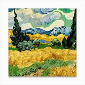 A Wheatfield With Cypresses, Vincent van Gogh 2 Canvas Print