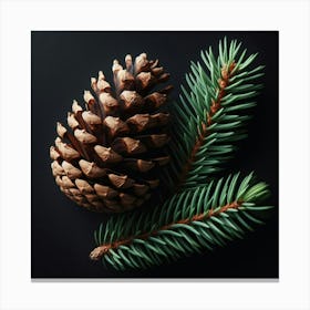 Pine Cones On Black Background Canvas Print
