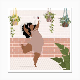 Drink Wine And Dance Square Canvas Print