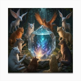 Wolf And The Crystal Canvas Print