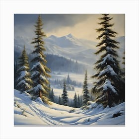 A Scottish Landscape, The Highlands in the Snow 4 Canvas Print