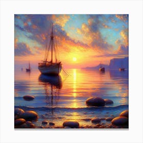 Sunset At Sea Canvas Print