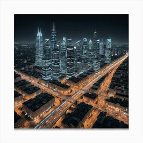 Cityscape At Night 6 Canvas Print