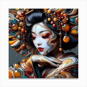 Japan Traditional Geisha Illustration By Ad 128 Canvas Print