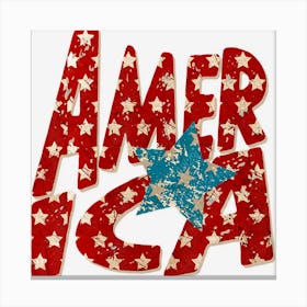 America 4th Of July American Flag Stars Rock N Canvas Print