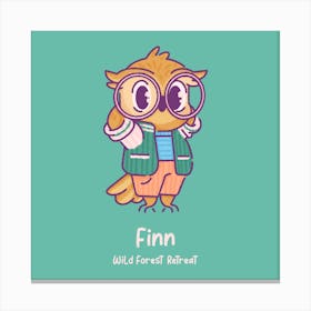 Finn Wild Forest Retreat - Cartoonish A Cute Owl Mascot Canvas Print
