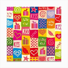 Multicolored Gift Wrap Decor Love Colorful Hearts I Love You Canvas Print