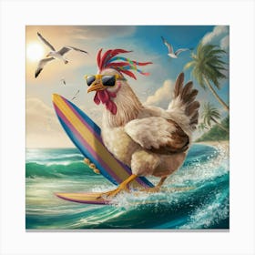 Chicken Surfboard Canvas Print