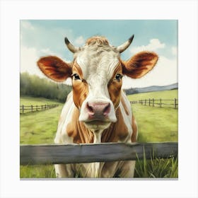 Cow On A Farm 1 Canvas Print