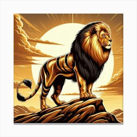 Lion Standing On A Rock Canvas Print