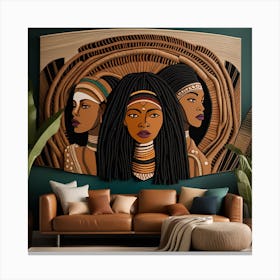 African Women Bohemian Wall Art Canvas Print