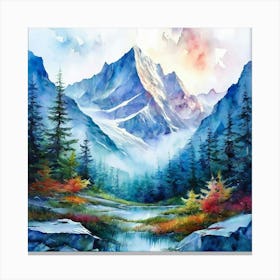 Watercolor Landscape Minimalist White Mountain National Forest Studio Photography Complex Detail Canvas Print