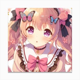 Anime Girl With Butterflies 5 Canvas Print