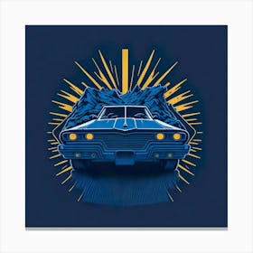 Car Blue Artwork Of Graphic Design Flat (123) Canvas Print