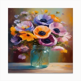 Flowers In A Jar Canvas Print