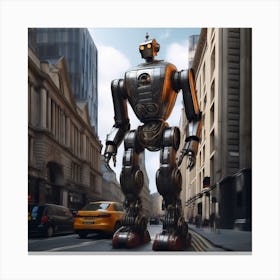Robot In The City 105 Canvas Print