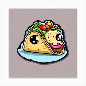 Mexican Taco Sticker 2d Cute Fantasy Dreamy Vector Illustration 2d Flat Centered By Tim Burt (10) Canvas Print