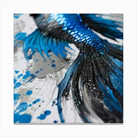 Black And Blue Betta Fish Canvas Print