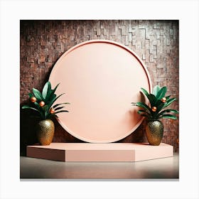 Round Frame With Palms Canvas Print