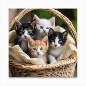 Kittens In A Basket Canvas Print