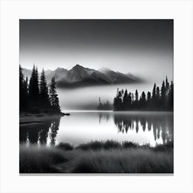 Black And White Mountain Landscape 19 Canvas Print