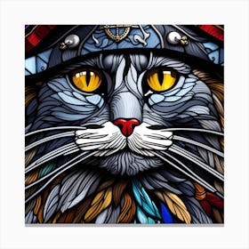 Cat, Pop Art 3D stained glass cat Pirate limited edition 51/60 Canvas Print