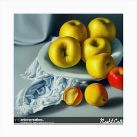 Apples On A Plate Canvas Print