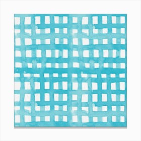 Watercolor Pastel Blue Grid Canvas Print