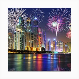 Fireworks In Dubai Canvas Print