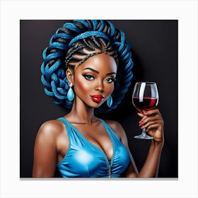 Beautiful African Woman With A Glass Of Wine Canvas Print