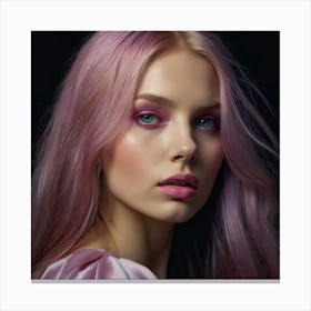 Portrait Of A Young Woman With Pink Hair Canvas Print