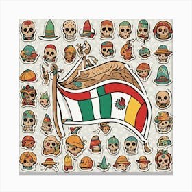 Mexican Coloring Flags Sticker 2d Cute Fantasy Dreamy Vector Illustration 2d Flat Centered B (1) Canvas Print