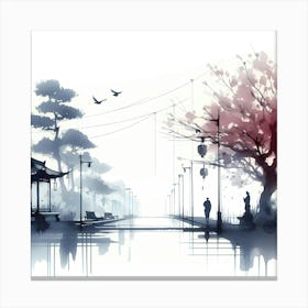 Asian Cherry Blossoms Canvas Print