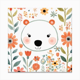 Floral Teddy Bear Nursery Illustration (5) Canvas Print