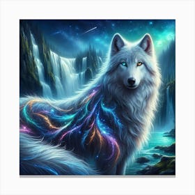 Electric Fantasy Wild Wolf Face 5 Canvas Print
