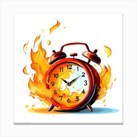 Alarm Clock On Fire Canvas Print