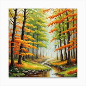 Forest In Autumn In Minimalist Style Square Composition 310 Canvas Print
