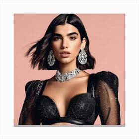 dua lipa colourful art print portrait 6 Canvas Print