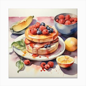 Pancakes With Berries Canvas Print