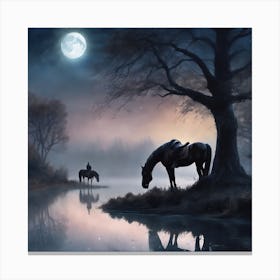 Moonlight By The Water Canvas Print